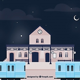 夜背景火车站
