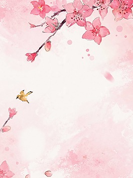 花朵粉色花朵花苞花瓣小鳥粉色廣告背景素材