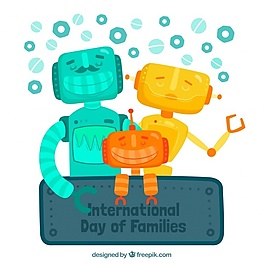 國際家庭日彩色機器人的背景