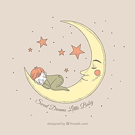 睡在月球上的男孩的美丽背景