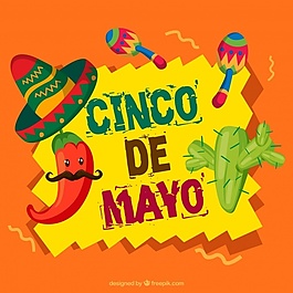 可爱的背景与Cinco de Mayo的伟大的元素