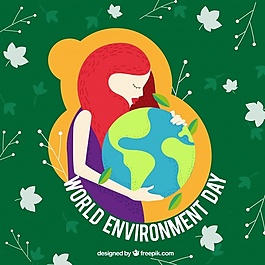 环境日背景与女性拥抱世界