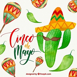 水彩背景cinco de mayo