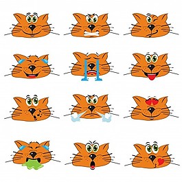 手繪的表情，橙色的貓