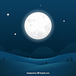 夜景观背景与大月亮