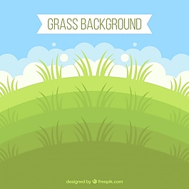 平坦的背景，草地上有綠色的色調(diào)