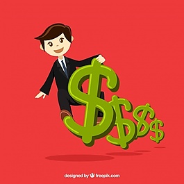 金錢背景與商人和美元符號(hào)
