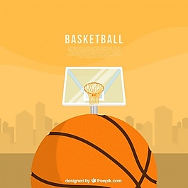 橙色背景篮球和篮球