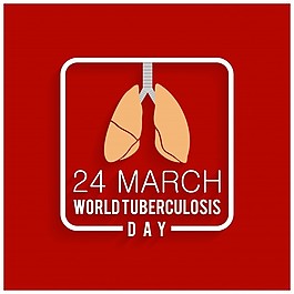 世界肺结核日，红色背景与肺部