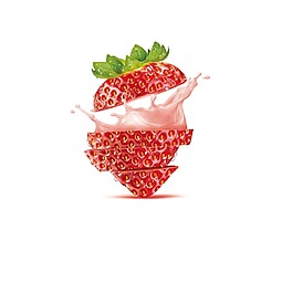 矢量紅色草莓果汁元素