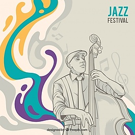 抽象背景與音樂家素描