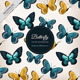 藍色和棕色蝴蝶的裝飾背景
