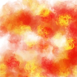 驚人的水彩畫紋理，紅色和黃色色調