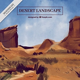 水彩畫的沙漠背景