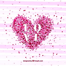 水彩條紋背景的粉紅色糖果的心