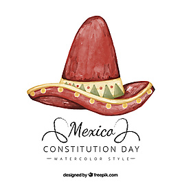 憲法日背景與墨西哥水彩帽子