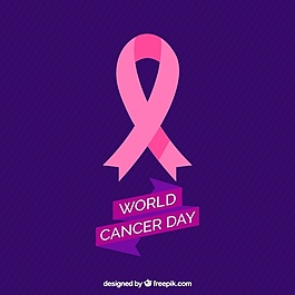 世界癌癥日條紋背景與粉紅絲帶