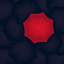 可愛的背景和紅色的雨傘