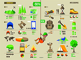 露營扁平化圖標圖片