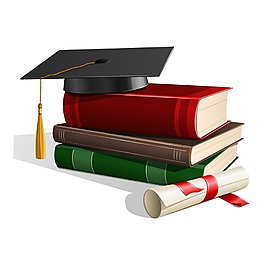 手繪學士帽書本元素