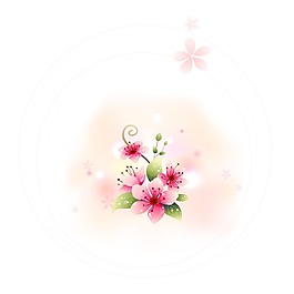 夢幻粉色花朵元素