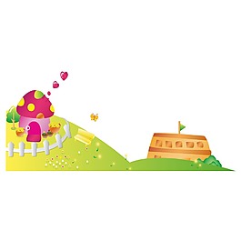 手繪蘑菇小屋元素