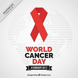 世界癌癥日的紅絲帶背景