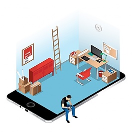 iPhone屏幕上的等距辦公室
