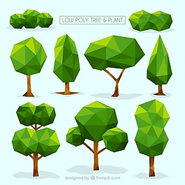 多边形设计中的树木和灌木收集