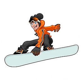 滑雪板，卡通风格