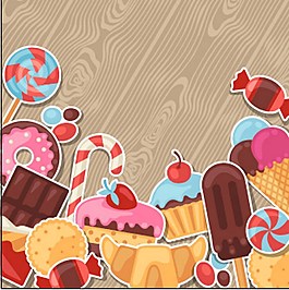 夏日美味冰淇淋矢量圖