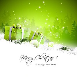 圣诞节绿色礼物背景图