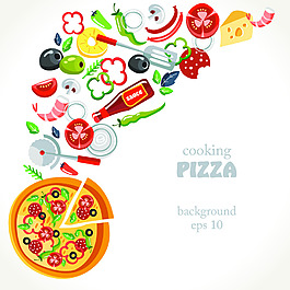 卡通食物披薩漢堡海報背景素材