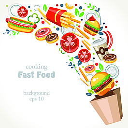 卡通食物披薩漢堡海報背景素材