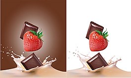美味草莓巧克力牛奶飲料背景圖