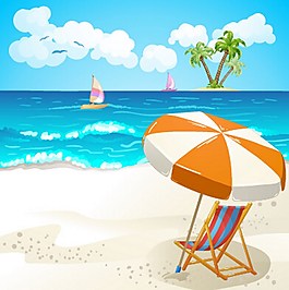 夏日暑假海灘遮陽(yáng)傘背景圖