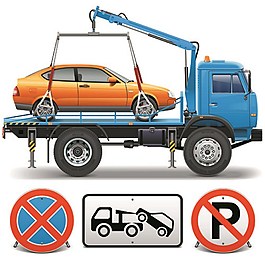 拖車(chē)和交通標(biāo)志矢量