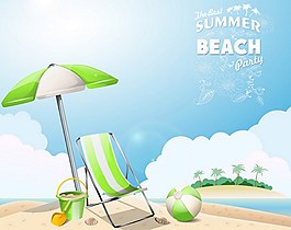 夏日暑假小清新海灘背景