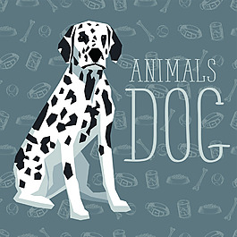 斑點卡通狗狗寵物展示矢量素材
