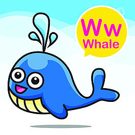 鯨魚卡通小動物矢量背景素材