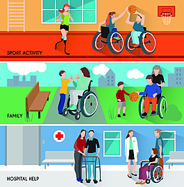 残疾人活动生活工作交替社区概念矢量图