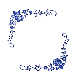 手繪藍色花朵元素