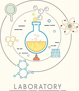 手绘创意化学分子背景图