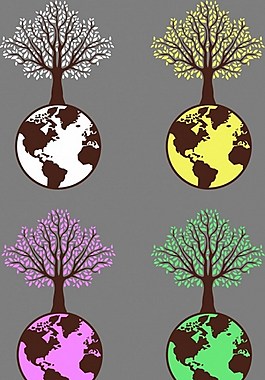 環境保護地球與樹矢量圖