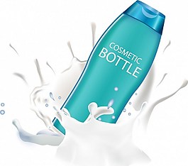 化妝品廣告潑灑牛奶現實瓶圖標免費矢量