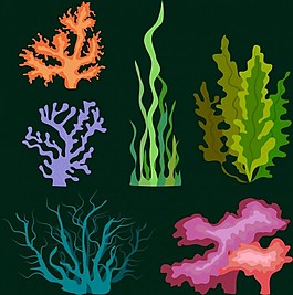 海底海藻植物矢量圖