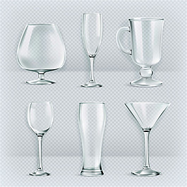 6款創意玻璃杯設計矢量素材