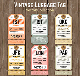 6款复古纸质行李牌设计矢量素材