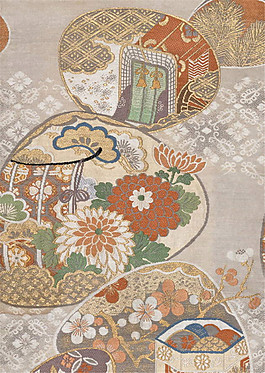 圓形花紋扇壁紙圖