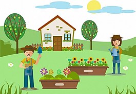 園藝主題設計人類工具戶外活動裝飾免費